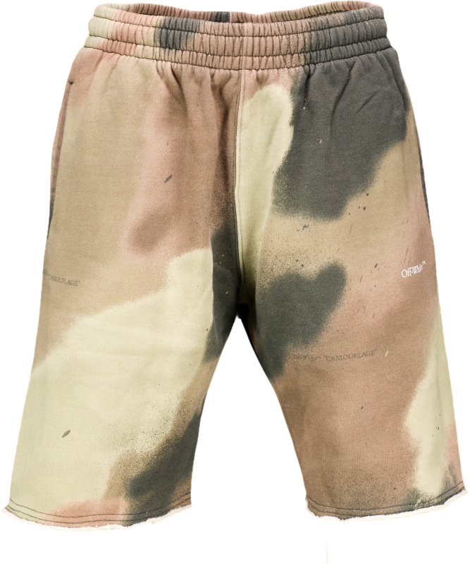 Off-White Green Spray Camo Shorts UK S