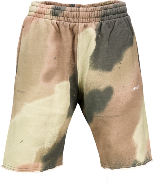 Off-White Green Spray Camo Shorts UK S