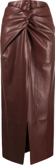 Nanushka Dark Red Softest Vegan Leather Leane Skirt Bnwt UK XS