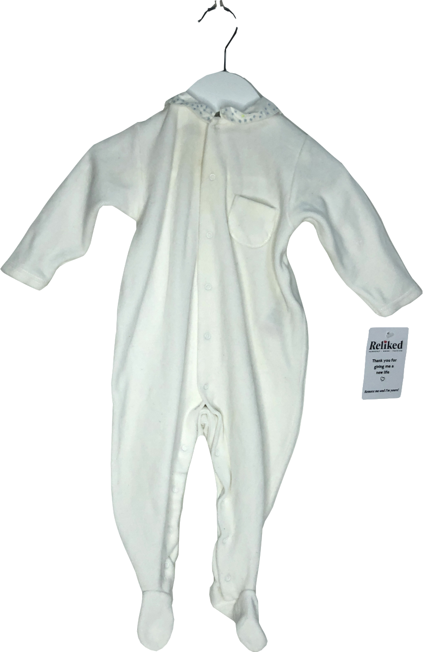 Bonpoint White Velor Sleepsuit With Embroidered Collar 3-6 Months