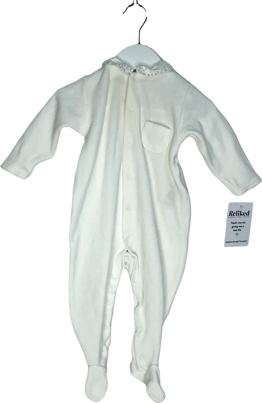 Bonpoint White Velor Sleepsuit With Embroidered Collar 3-6 Months
