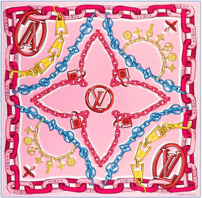 Louis Vuitton Pink / Multi Bejewelled Square 90x90cm Silk Scarf