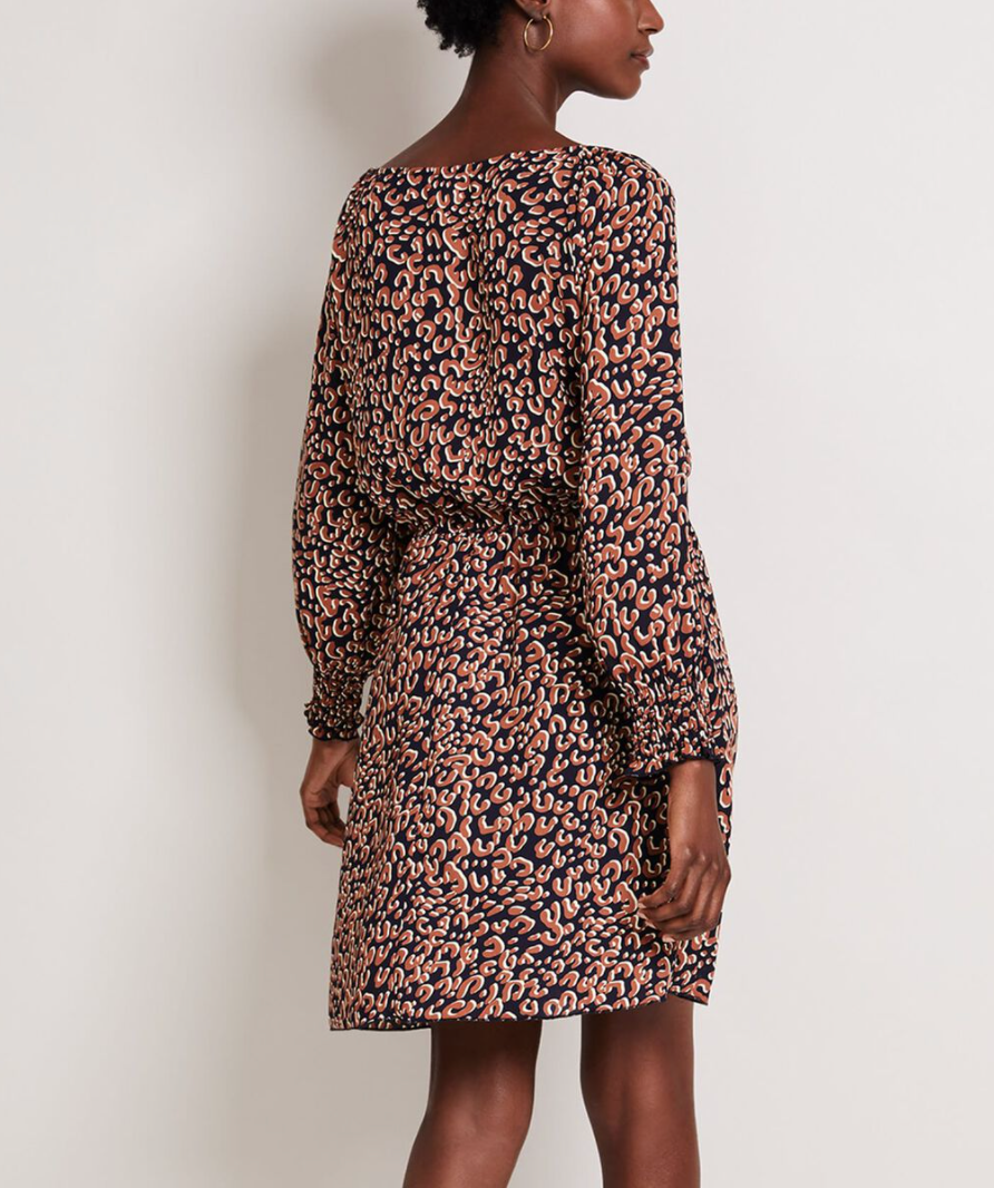 Damsel In a Dress Navy Tabi Leopard Dress UK 8