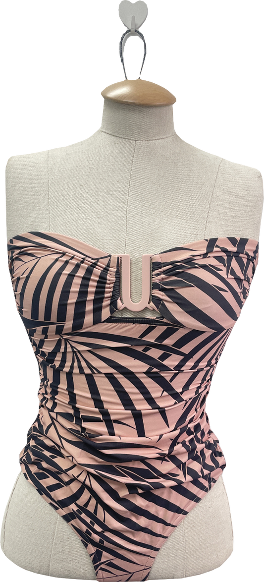 Zimmermann Nude Sculpt Link Ruched Zebra-print Bandeau Swimsuit With Detachable Straps Included BNWT UK 8