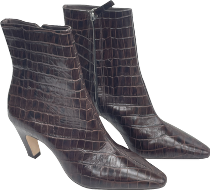 EVERLANE Brown Crocodile Embossed Leather The Banana Heel Boot Us9 UK 6.5 EU 39.5 👠