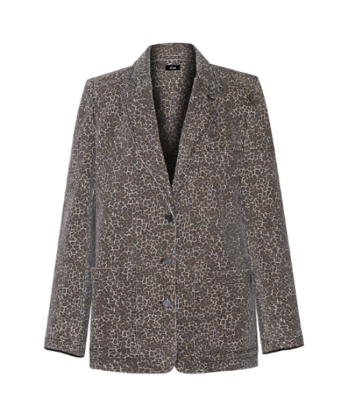 AFRM leopard print denim blazer UK S