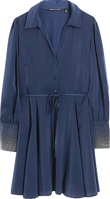 River Island Plus Navy Blue Diamante Cuff Mini Shirt Dress BNWT UK 18