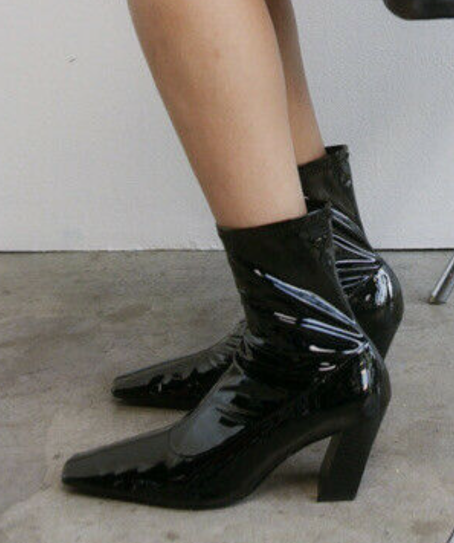 Zara black patent sock ankle boots EU 39 UK 6