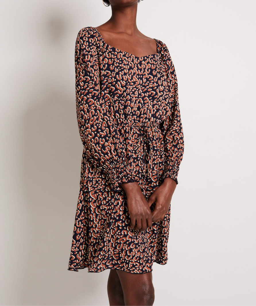 Damsel In a Dress Navy Tabi Leopard Dress UK 8