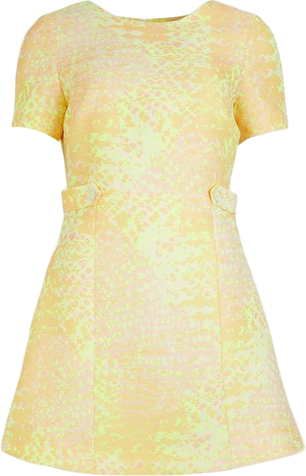 Karen Millen Yellow Animal Jacquard Mini Dress BNWT UK 10