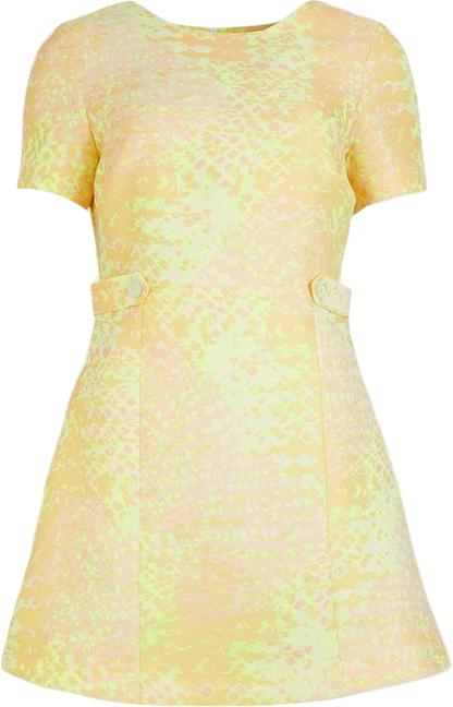 Karen Millen Yellow Animal Jacquard Mini Dress BNWT UK 10
