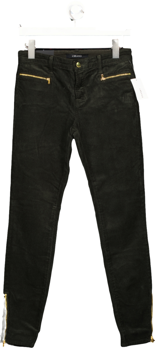 J Brand Green Mid-rise Velvet Cord Zip Skinny Jeans BNWT W24