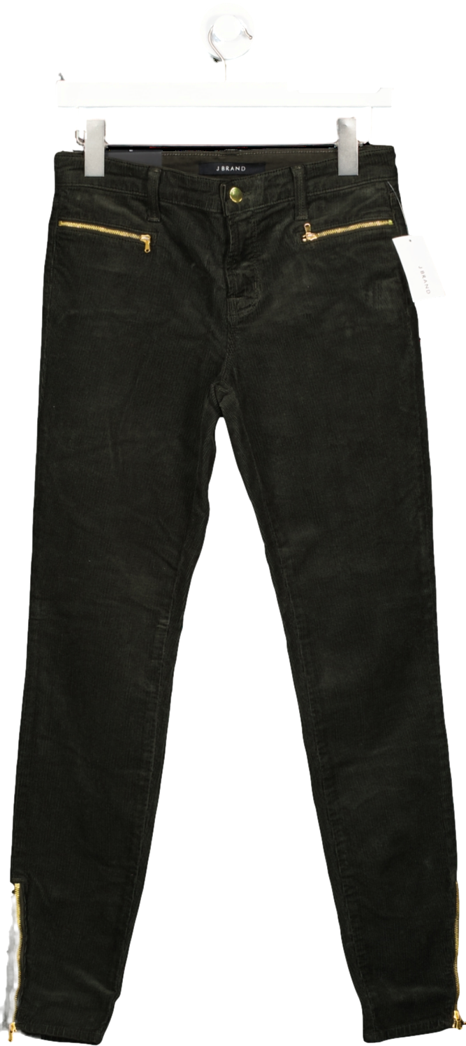 J Brand Green Mid-rise Velvet Cord Zip Skinny Jeans BNWT W24