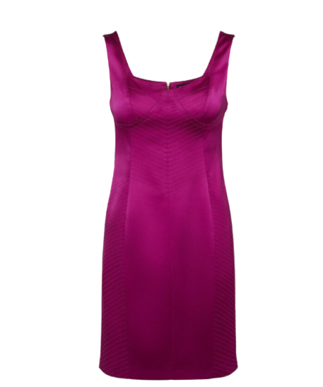 KAREN MILLEN MAGENTA SATIN BUSTIER PENCIL DRESS UK 6