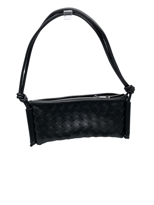 Public Desire The Tate Black Woven Knotted Handle Shoulder Bag One Size