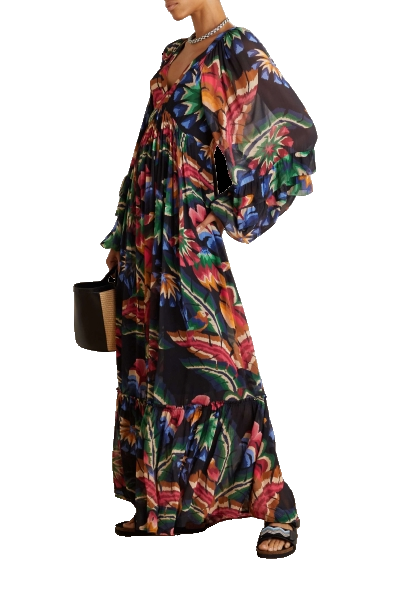 *SENT BLOUSE NOT DRESS* Farm Rio Multicoloured Chevron Forest Maxi Dress BNWT UK S