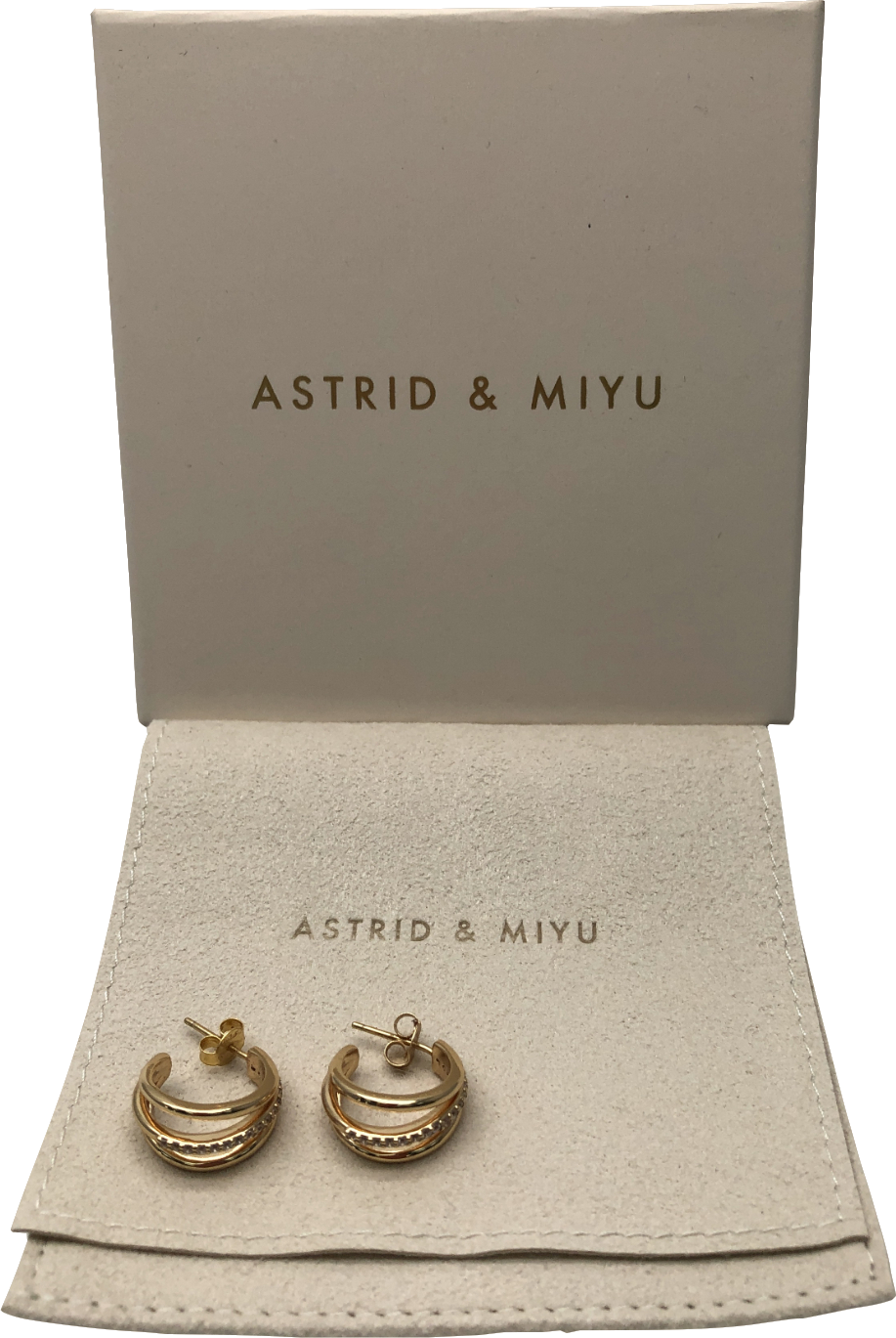 Astrid & Miyu 18k gold plated Gleam Illusion Crystal Hoops