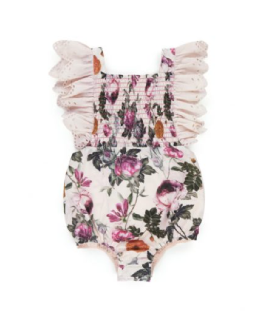 Etheral London pink Rosia Girl Floral Print Romper UK 12-18 months