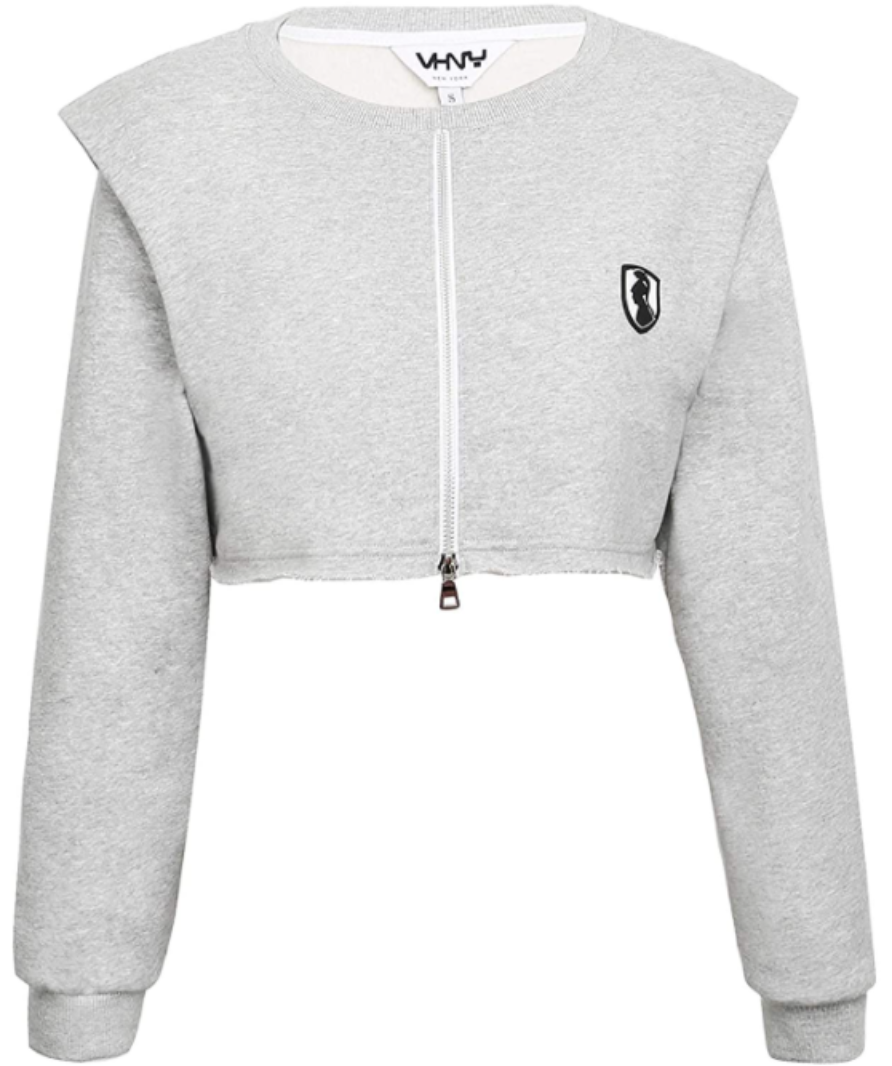 VHNY grey shoulder pad cropped sweatshirt UK S