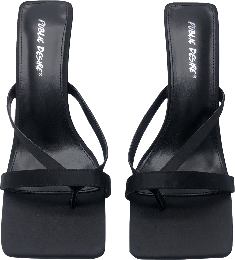 Public Desire Black Strappy mule Sandals UK 7 EU 40 👠