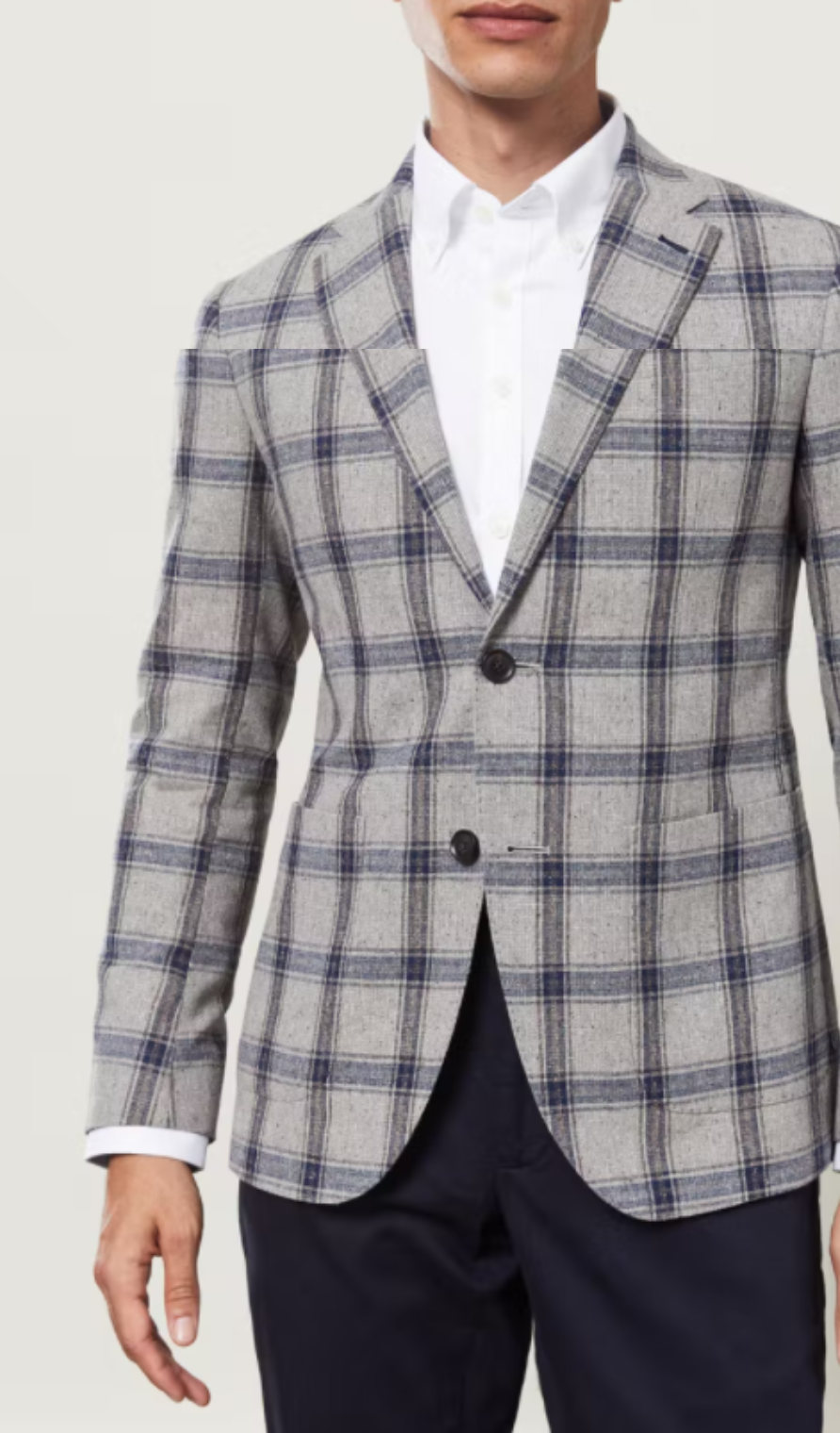 T M Lewin Navy and Oatmeal Donegal Check Paternoster Slim Fit Jacket UK 40R