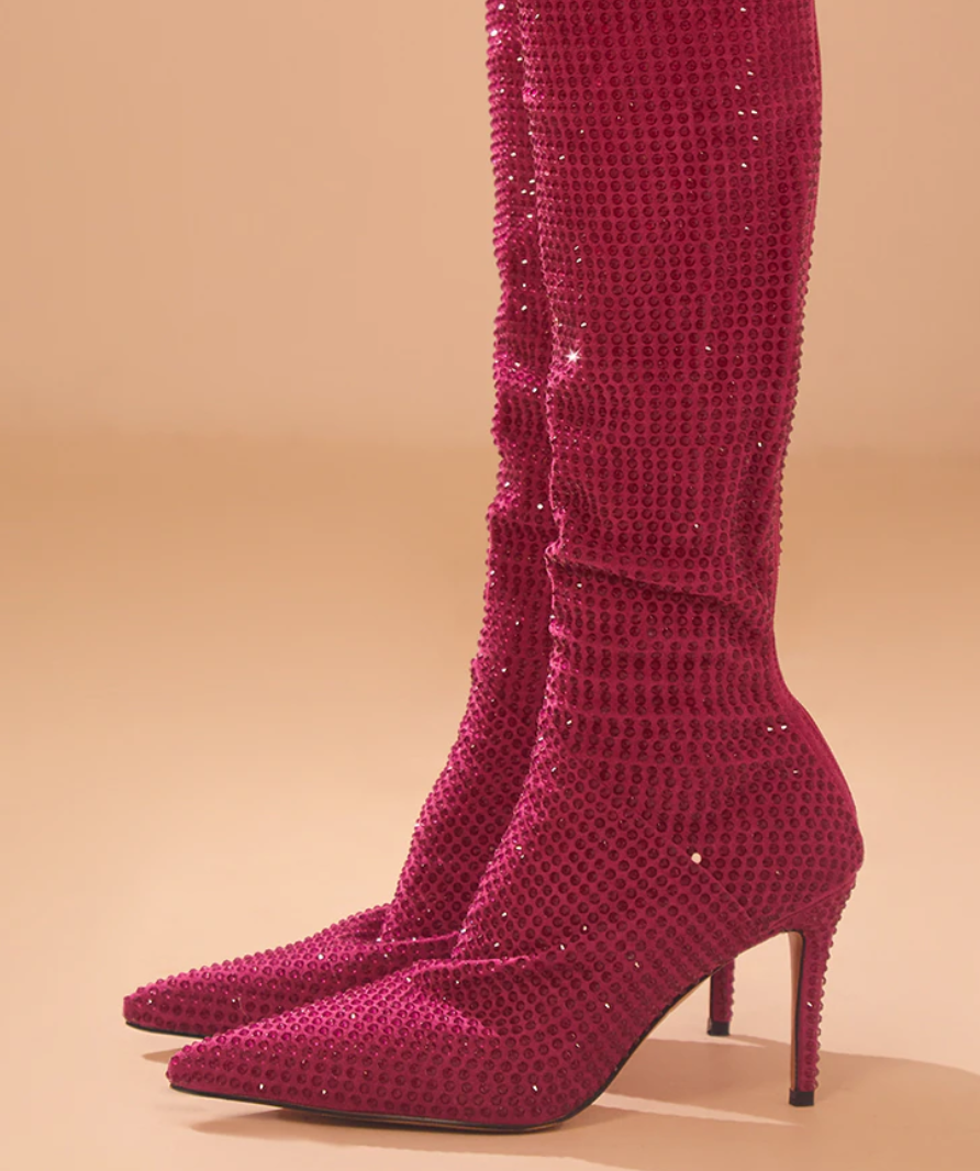 PLT pink sequin over the knee boots EU 36 UK 3