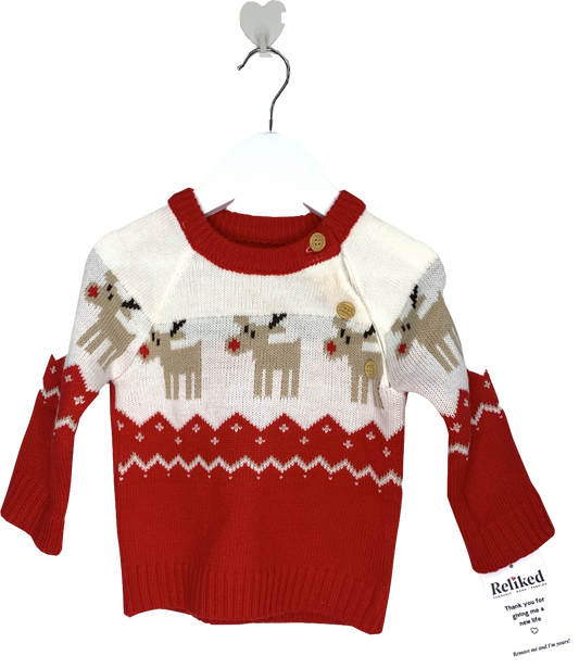 Bobora Red Knitted Reindeer Jumper 6-12 Months 9-12 Months