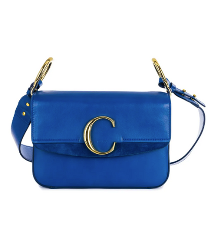 CHLOÉ “C” Blue Double Carry Bag Top Handle/Crossbody bag