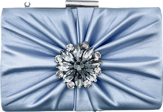 Chi Chi London Satin Finish Evening Clutch Bag In Blue One Size