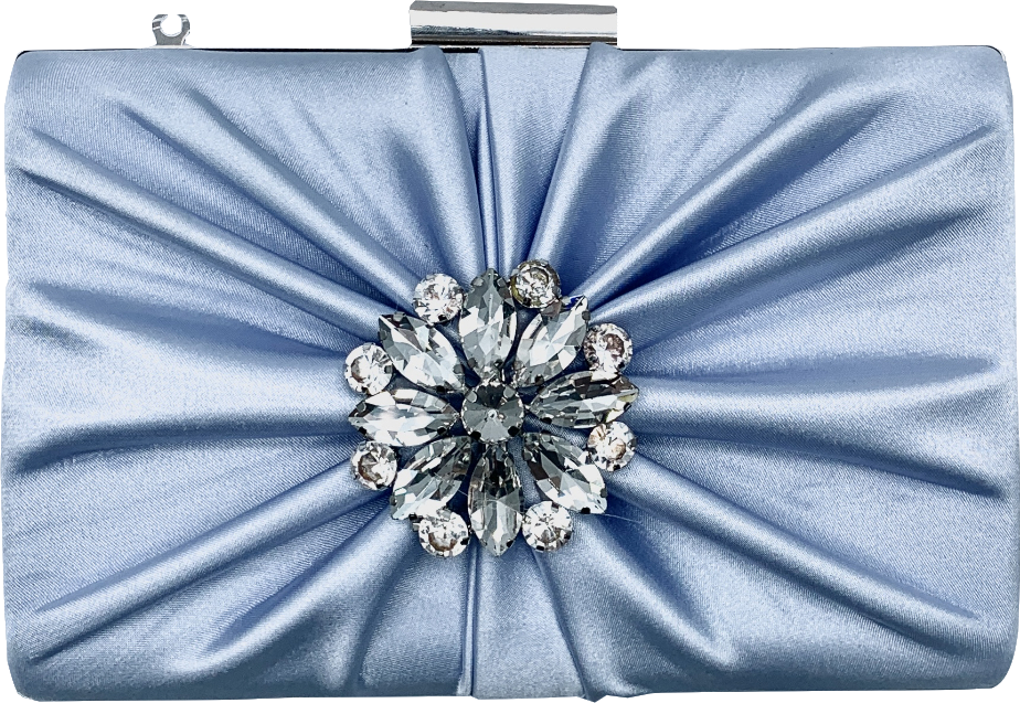 Chi Chi London Satin Finish Evening Clutch Bag In Blue One Size