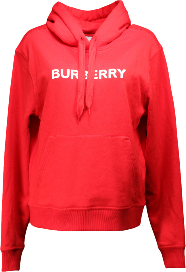 Burberry Red Logo Print Cotton Hoodie UK S