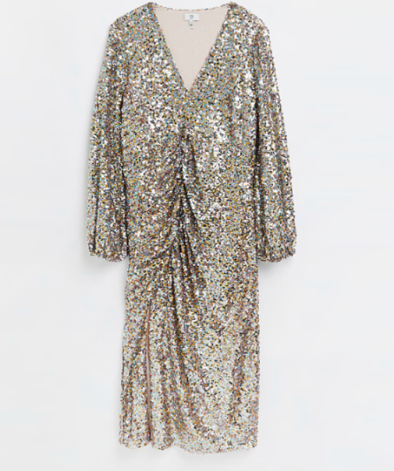 river island silver sequin midi dress uk 26