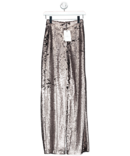 By malina Livia High-rise Wide-leg Metallic Woven Trousers UK XXS - 7521049215166_Front_Reliked.png