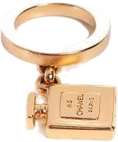 Chanel Metallic No 5 Gold Tone Perfume Bottle Charm Ring Size M