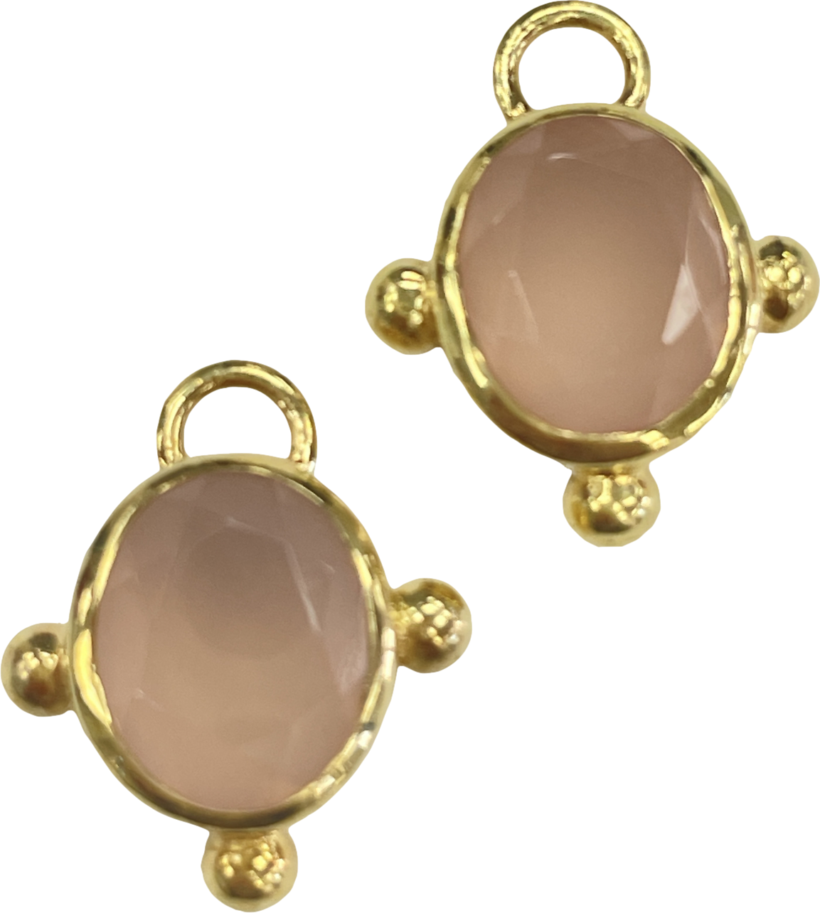 Heavenly London Pink Gold / Rose Quartz Oval Detachable Drops For Huggies/hoop Earrings