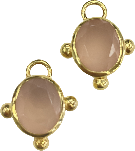 Heavenly London Pink Gold / Rose Quartz Oval Detachable Drops For Huggies/hoop Earrings