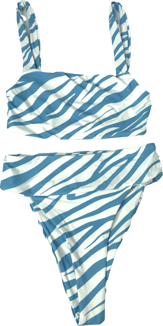 Always On Holiday Blue Zebra Print Bikini UK 8