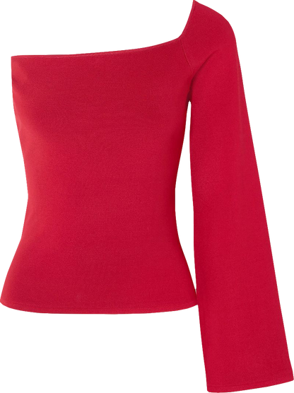 Solace London Red One-shoulder Stretch-knit Top BNWT UK 10