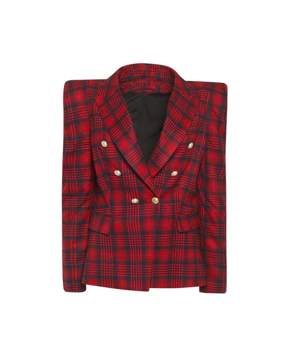 Forever Unique Navy Power Shoulder Blazer with Gold Buttons UK 6