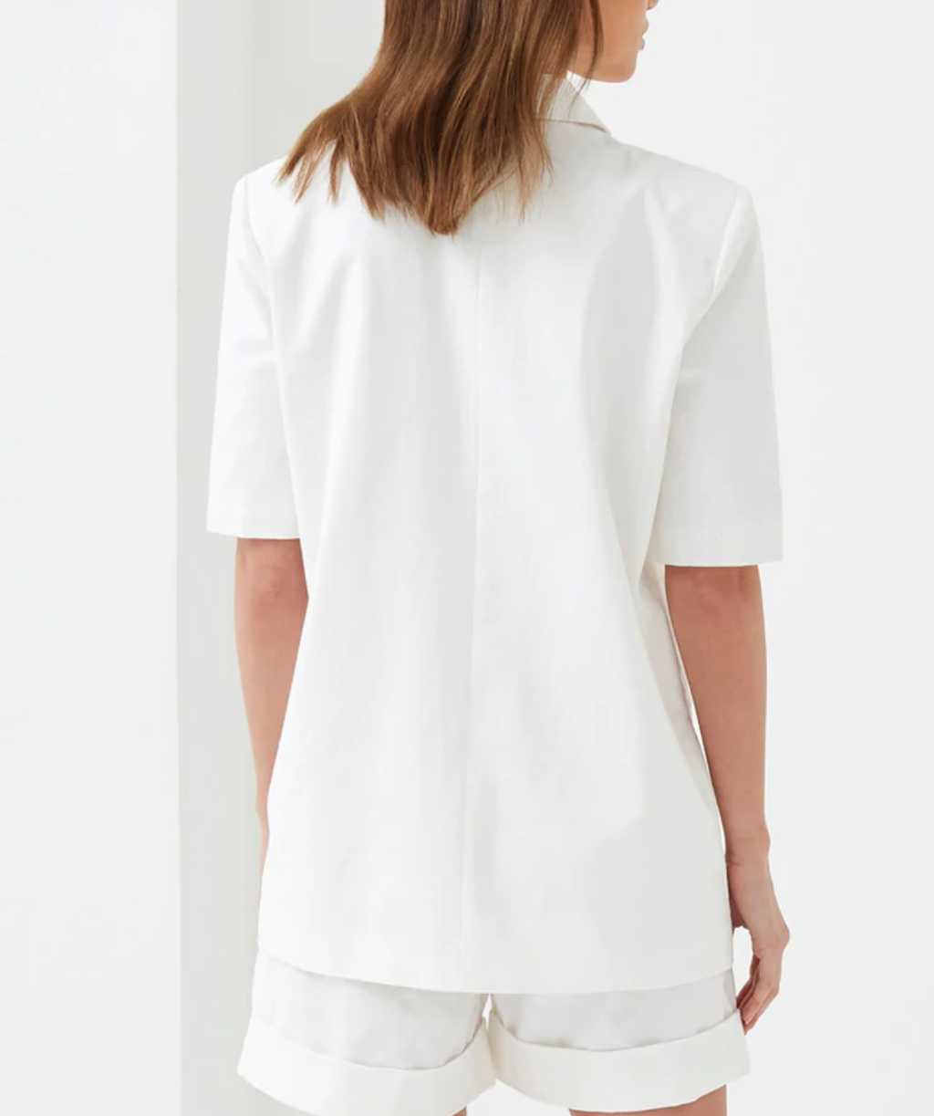 4th and Reckless White Ameline Short Sleeve Blazer UK 14