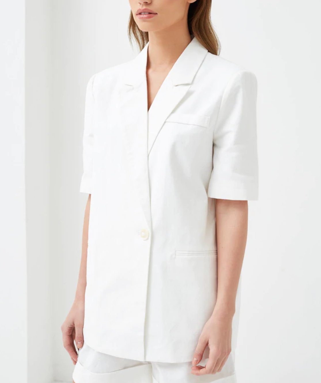 4th and Reckless White Ameline Short Sleeve Blazer UK 14