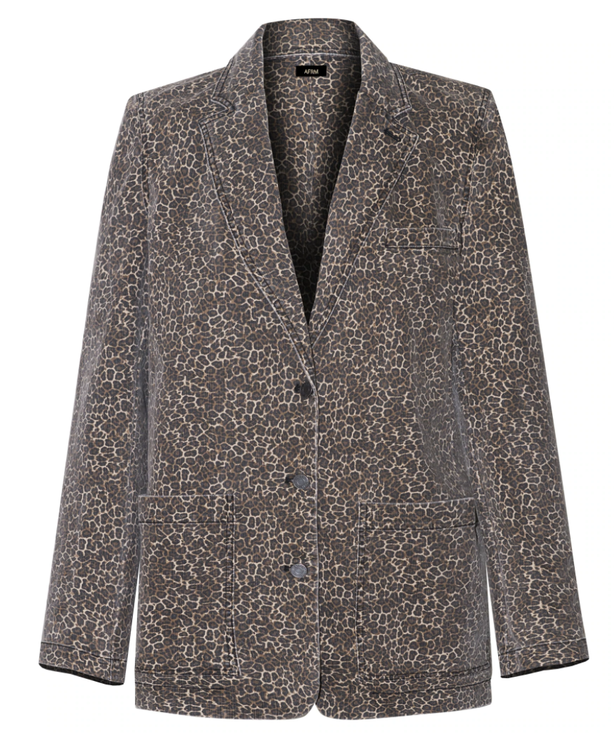 AFRM leopard print denim blazer UK S