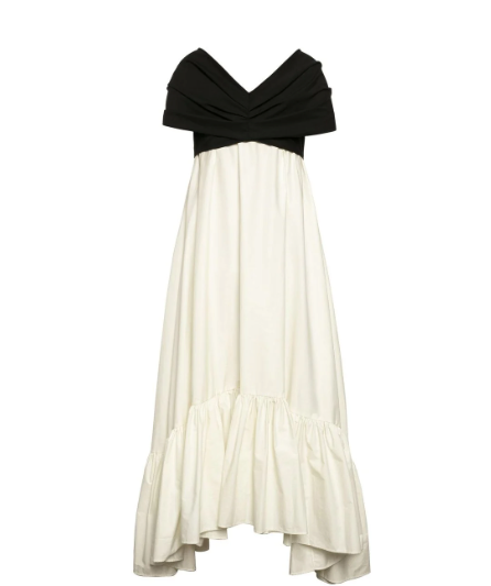 Anna October Cream Anna October Dasy Black/cream Colorblocked Asymmetrical A-line Dress UK 6