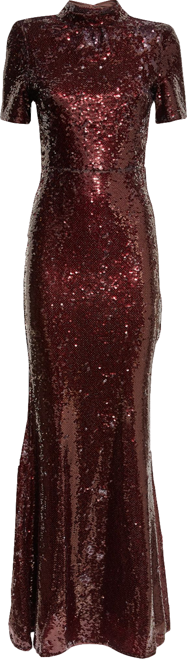 Self-Portrait Brown Sequin-embellished Maxi Dress UK 8