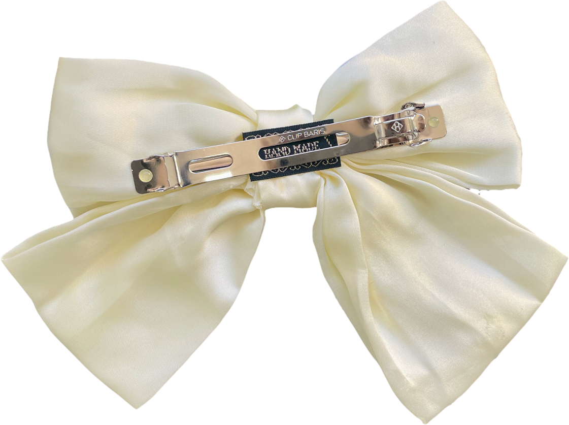 Ivory Handmade Satin Oversized Bow Hair Clip One Size