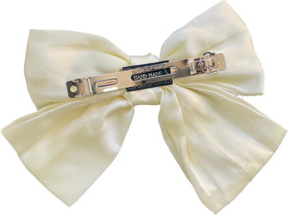 Ivory Handmade Satin Oversized Bow Hair Clip One Size