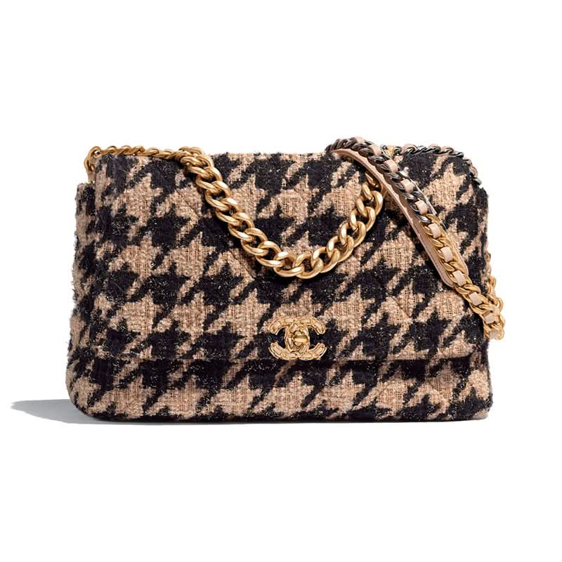 Chanel 19 Black / Beige Tweed Maxi Flap Bag