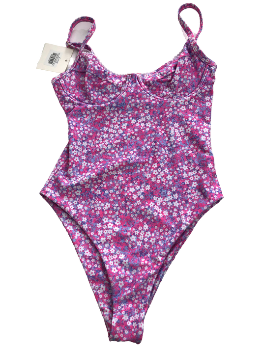 Kulani Kinis Pink Cheeky Underwired One Piece Swimsuit In Grape Spritz UK S