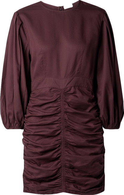 Rhode Resort Purple Ruched Tencel-twill Long Sleeve Mini Dress BNWT UK M