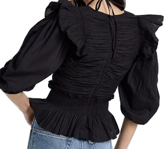 Sea New York Black Paco Solid Puff Sleeve Top BNWT UK S